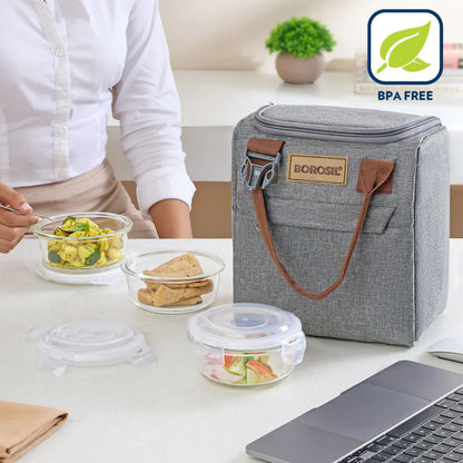 Borosil Glass Pro 3 Containers Lunch Box with Glass Bottle - 9