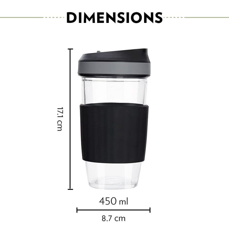 Borosil Glass 450 ML Travel Mug with Silicone Sleeve - 2