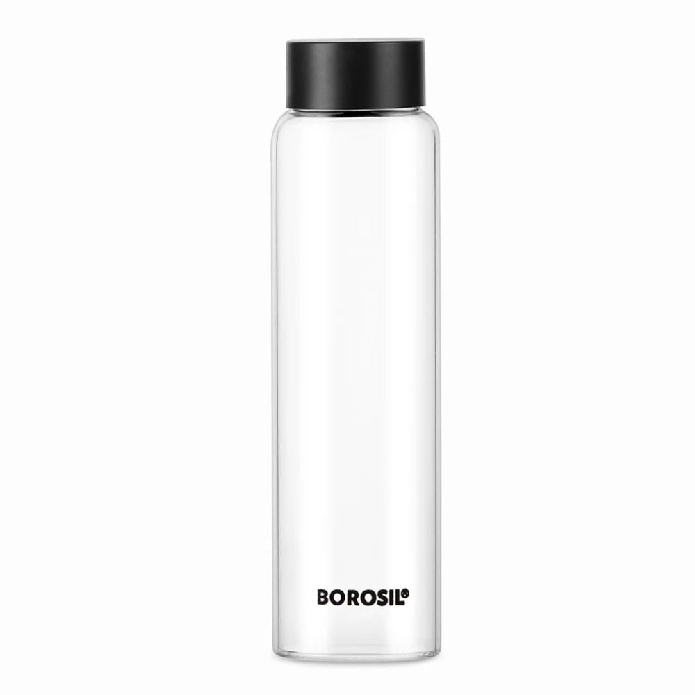Borosil Glass Crysto Glass Bottle with Black Lid - 2