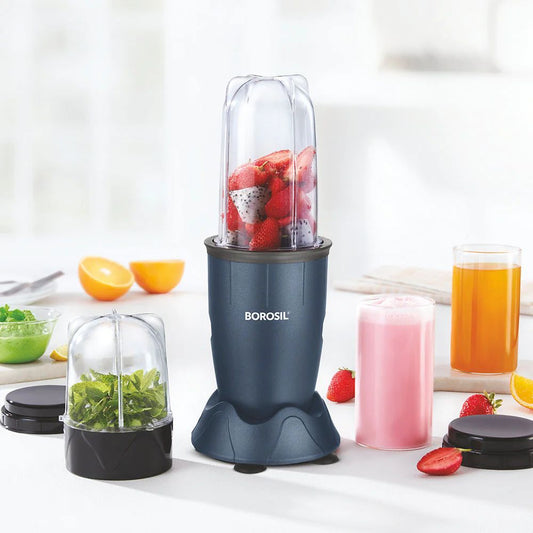 Borosil NutriFresh PB33 400 Watts Portable Mini-Blender Grinder Smoothie Maker Blue