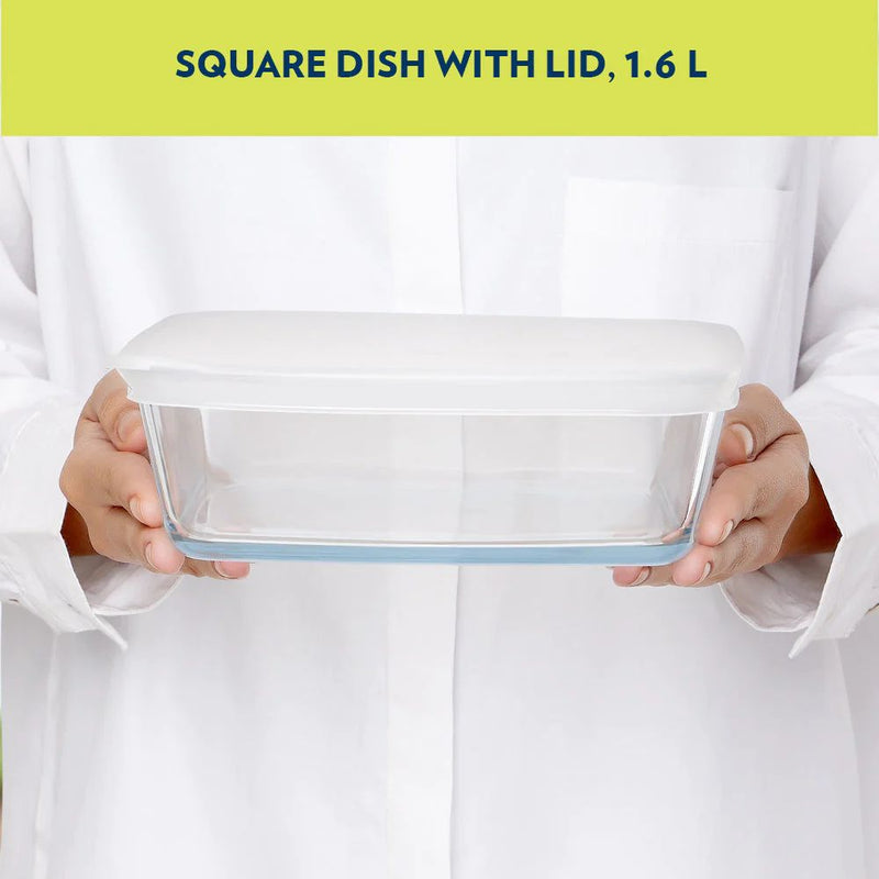 Borosil Square Baking Dish with Lid - 9