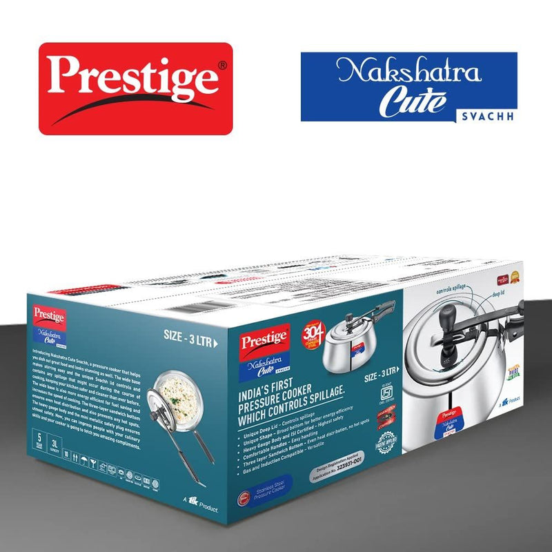 Prestige Svachh Nakshatra Cute Stainless Steel Pressure Cooker - 5
