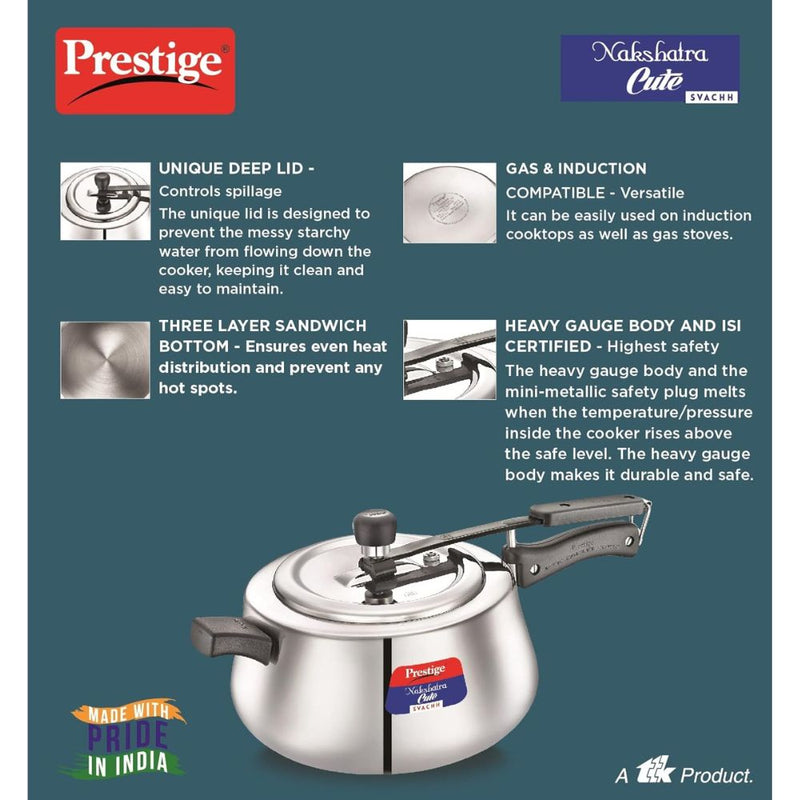 Prestige Svachh Nakshatra Cute Stainless Steel Pressure Cooker - 8