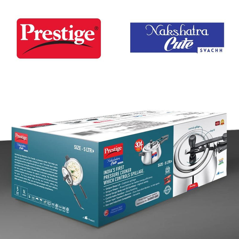 Prestige Svachh Nakshatra Cute Stainless Steel Pressure Cooker - 10