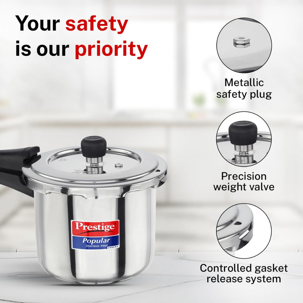 Prestige Popular Svachh Spillage Control Stainless Steel Pressure Cooker - 3