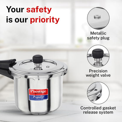 Prestige Popular Svachh Spillage Control Stainless Steel Pressure Cooker - 3