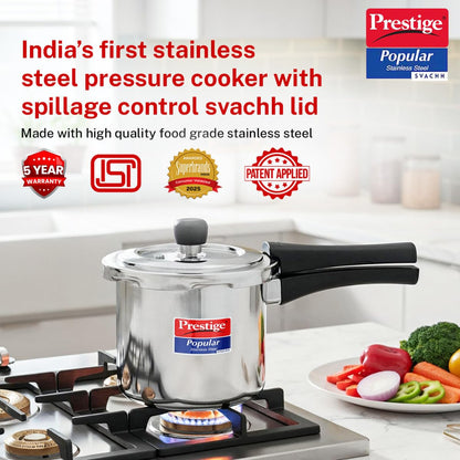 Prestige Popular Svachh Spillage Control Stainless Steel Pressure Cooker - 2