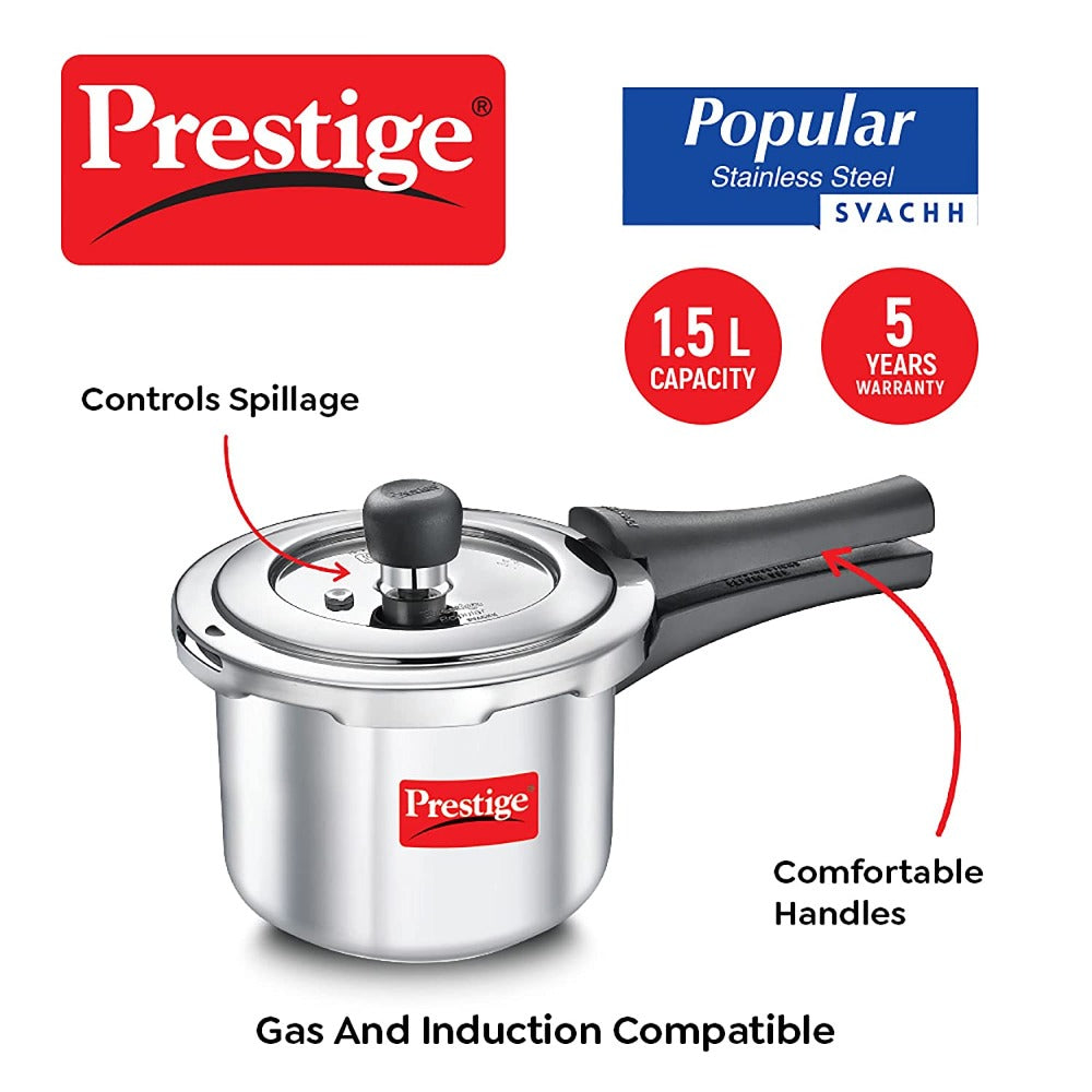 Prestige Popular Svachh Spillage Control Stainless Steel Pressure Cooker - 3