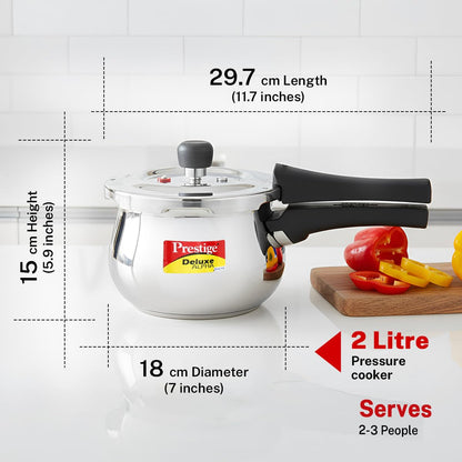 Prestige Deluxe Alpha Svachh Stainless Steel Handi Pressure Cooker | Silver