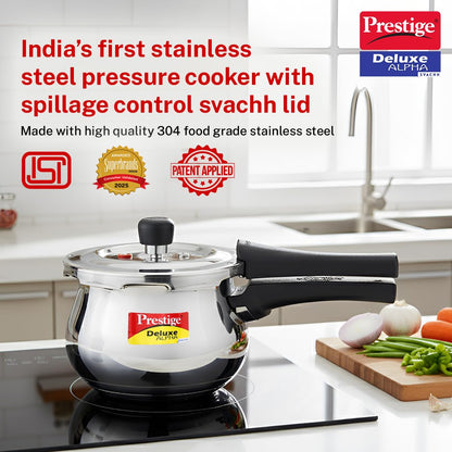 Prestige Deluxe Alpha Svachh Stainless Steel Handi Pressure Cooker | Silver