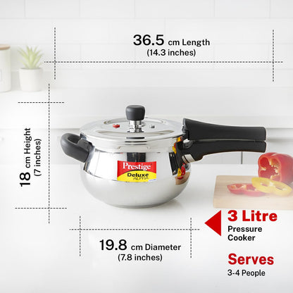 Prestige Deluxe Alpha Svachh Stainless Steel Handi Pressure Cooker | Silver