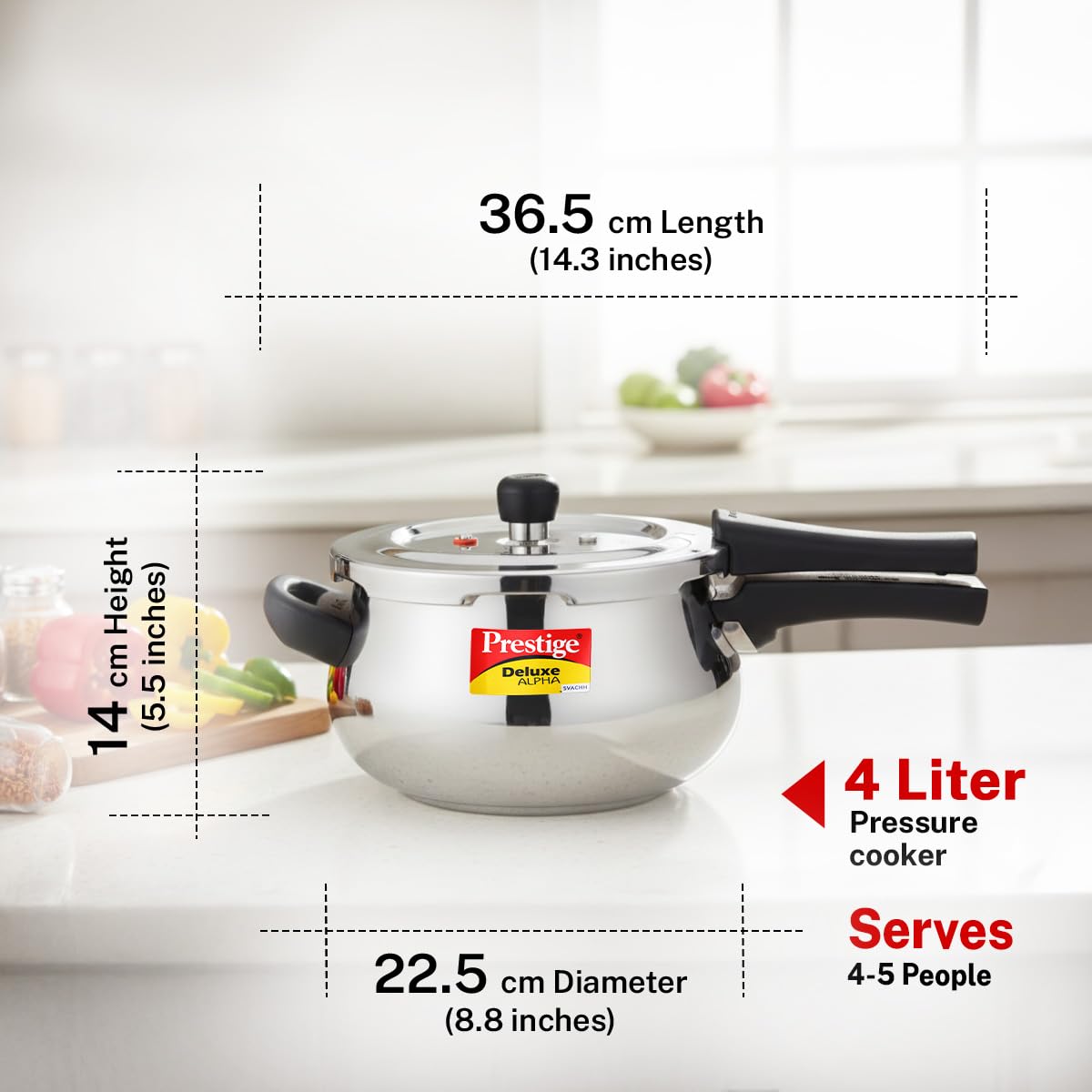 Prestige Deluxe Alpha Svachh Stainless Steel Handi Pressure Cooker | Silver