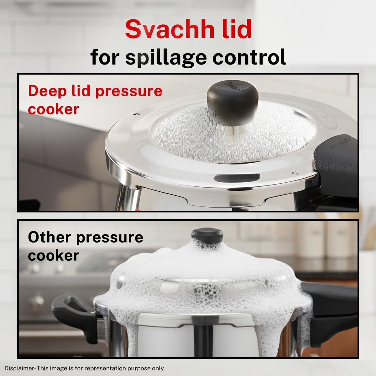 Prestige Deluxe Alpha Svachh Stainless Steel Handi Pressure Cooker | Silver