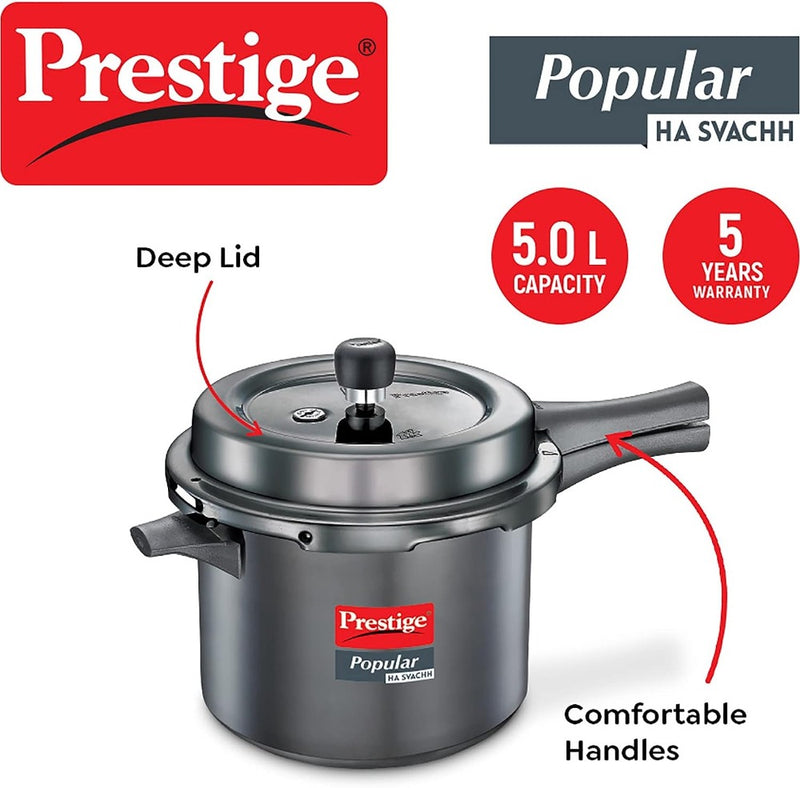Prestige Popular Svachh Hard Anodised Pressure Cooker - 10