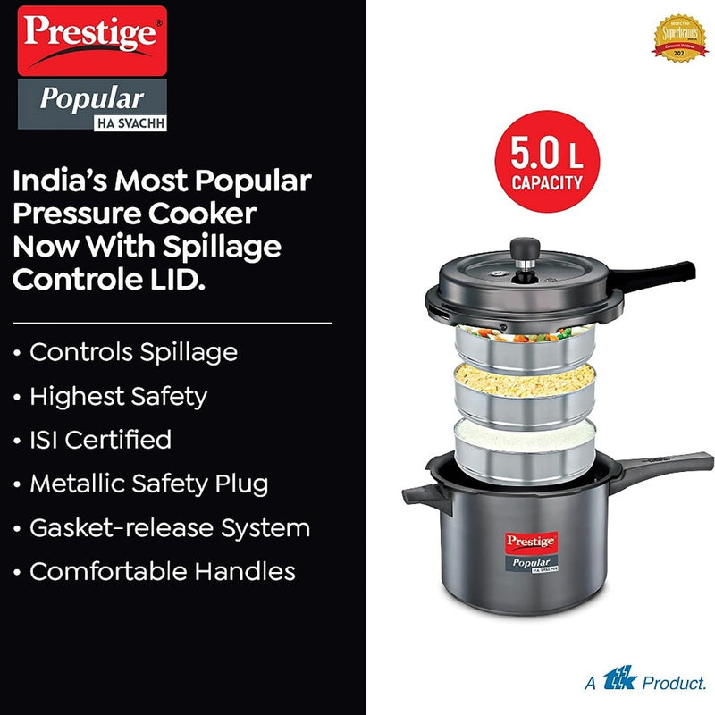 Prestige Popular Svachh Hard Anodised Pressure Cooker - 11