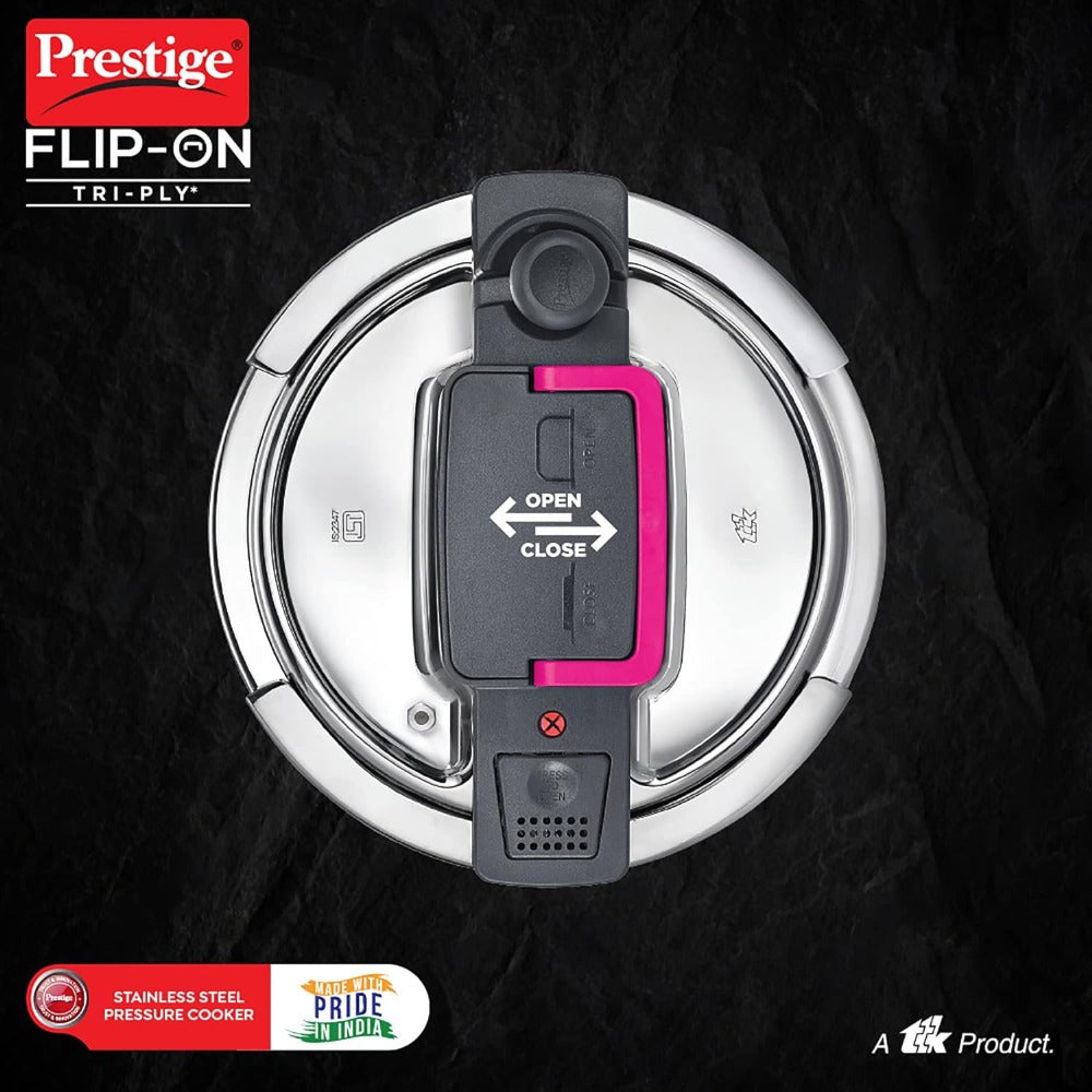 Prestige FLIP-ON Tri-Ply Stainless Steel 22 CM Pressure Cooker with Glass Lid - 5
