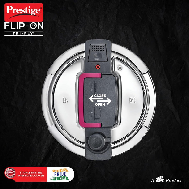 Prestige FLIP-ON Tri-Ply Stainless Steel 18 CM 3 Litre Pressure Cooker with Glass Lid - 5