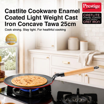 Prestige Castlite Enamel Coated Cast Iron 25 cm Concave Tawa - 3