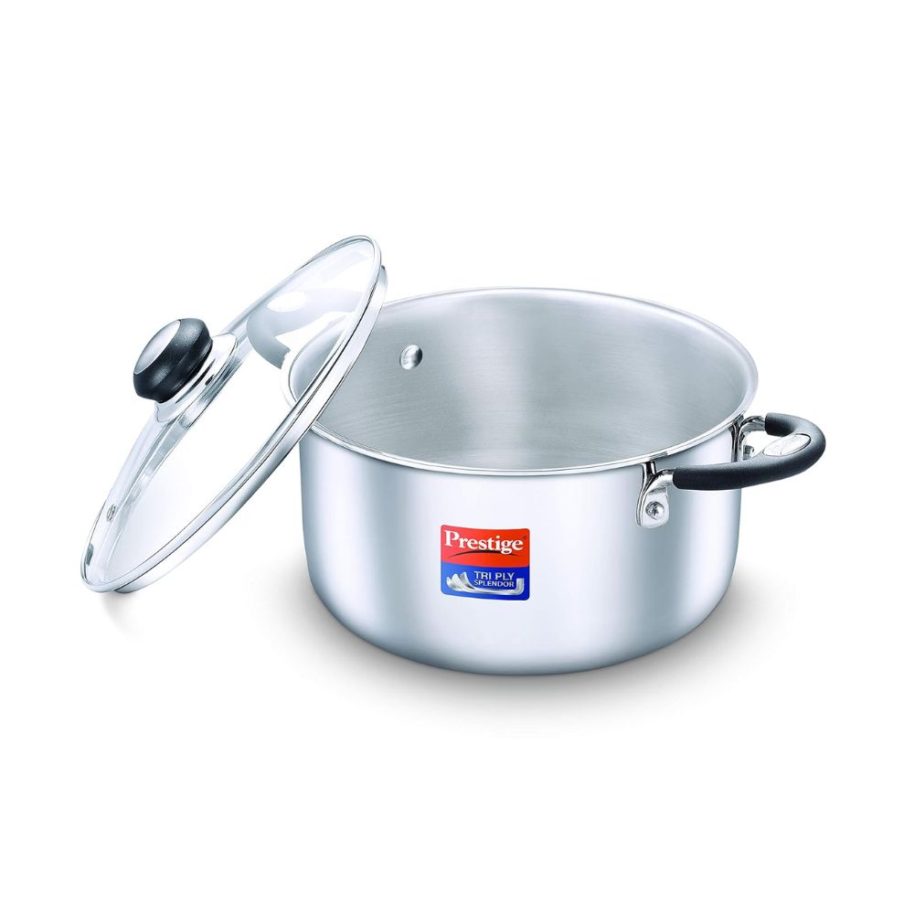 Prestige Tri-Ply Stainless Steel Splendor Casserole with Glass Lid - 4
