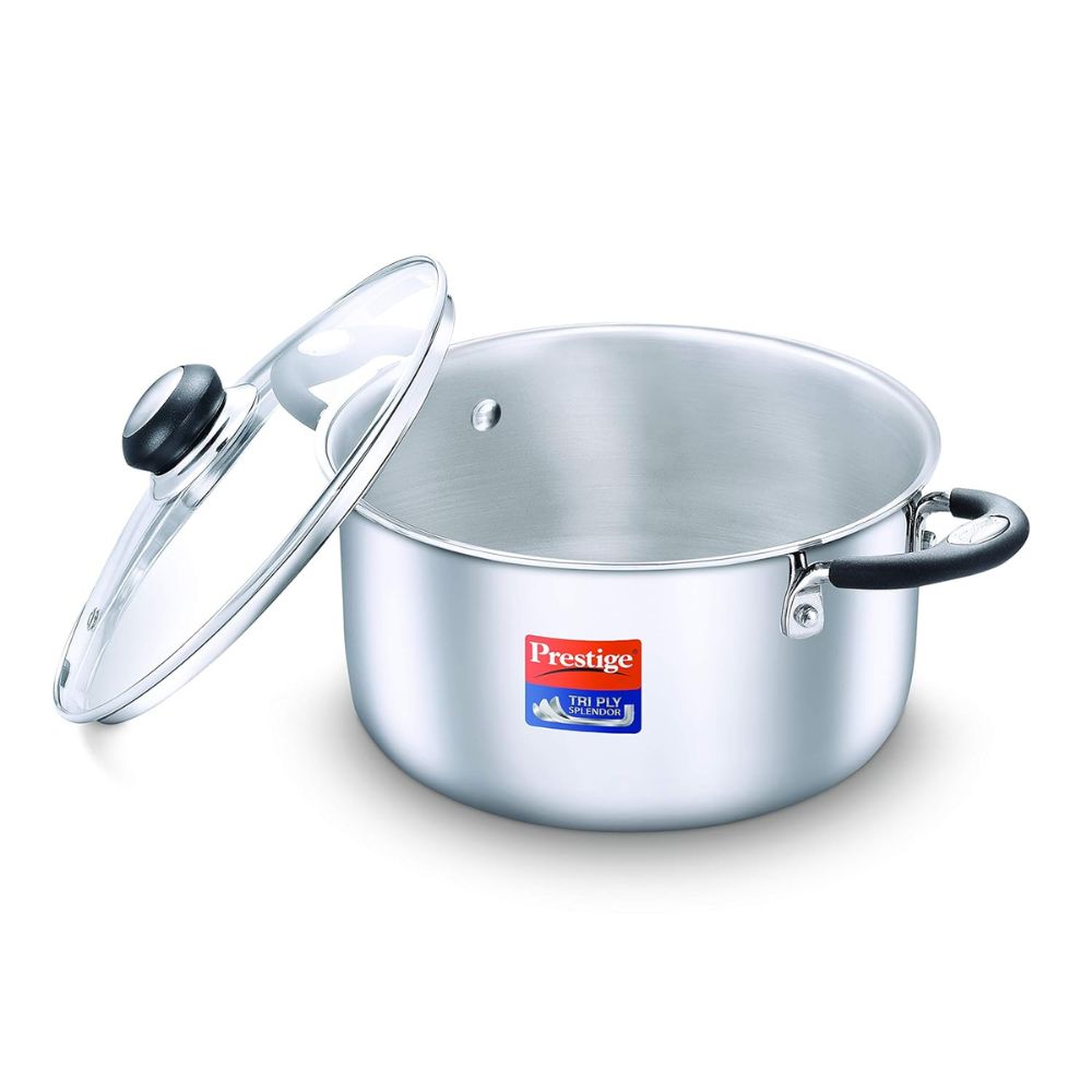 Prestige Tri-Ply Stainless Steel Splendor Casserole with Glass Lid - 7