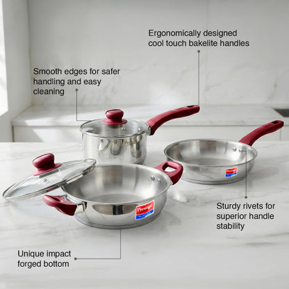 Prestige Platina Popular Stainless Steel Cookware Set - 5