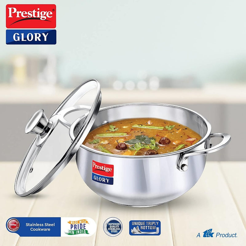 Prestige Glory Stainless Steel 3.5 Litres Kadai with Glass Lid - 2