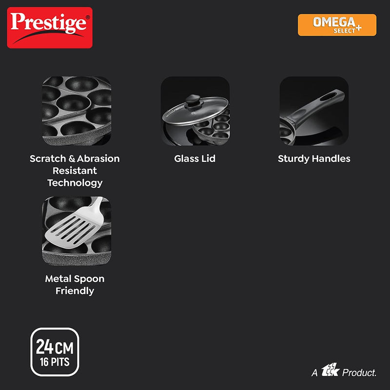 Prestige Omega Select Plus Non-stick 14 Pits Paniyarakkal with Lid - 8