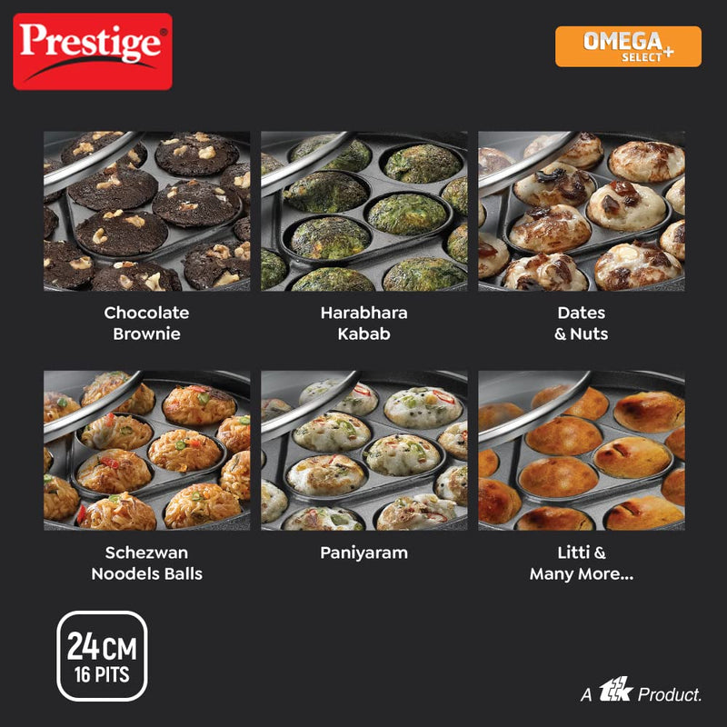 Prestige Omega Select Plus Non-stick 14 Pits Paniyarakkal with Lid - 7