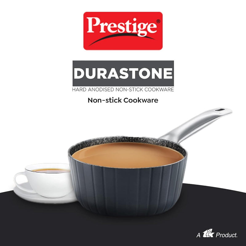 Prestige Durastone Hard Anodised 6 Layer Non-Stick Coating 16 CM Tea Pan with Glass Lid - 5