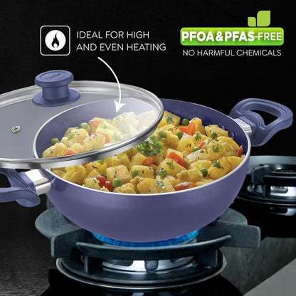 Prestige Ceraglide Ceramic Coated 24 cm Non-Stick Kadai with Glass Lid - 5