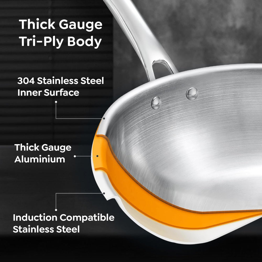 Prestige Tri-Ply Stainless Steel Splendid Fry Pan with Lid - 9