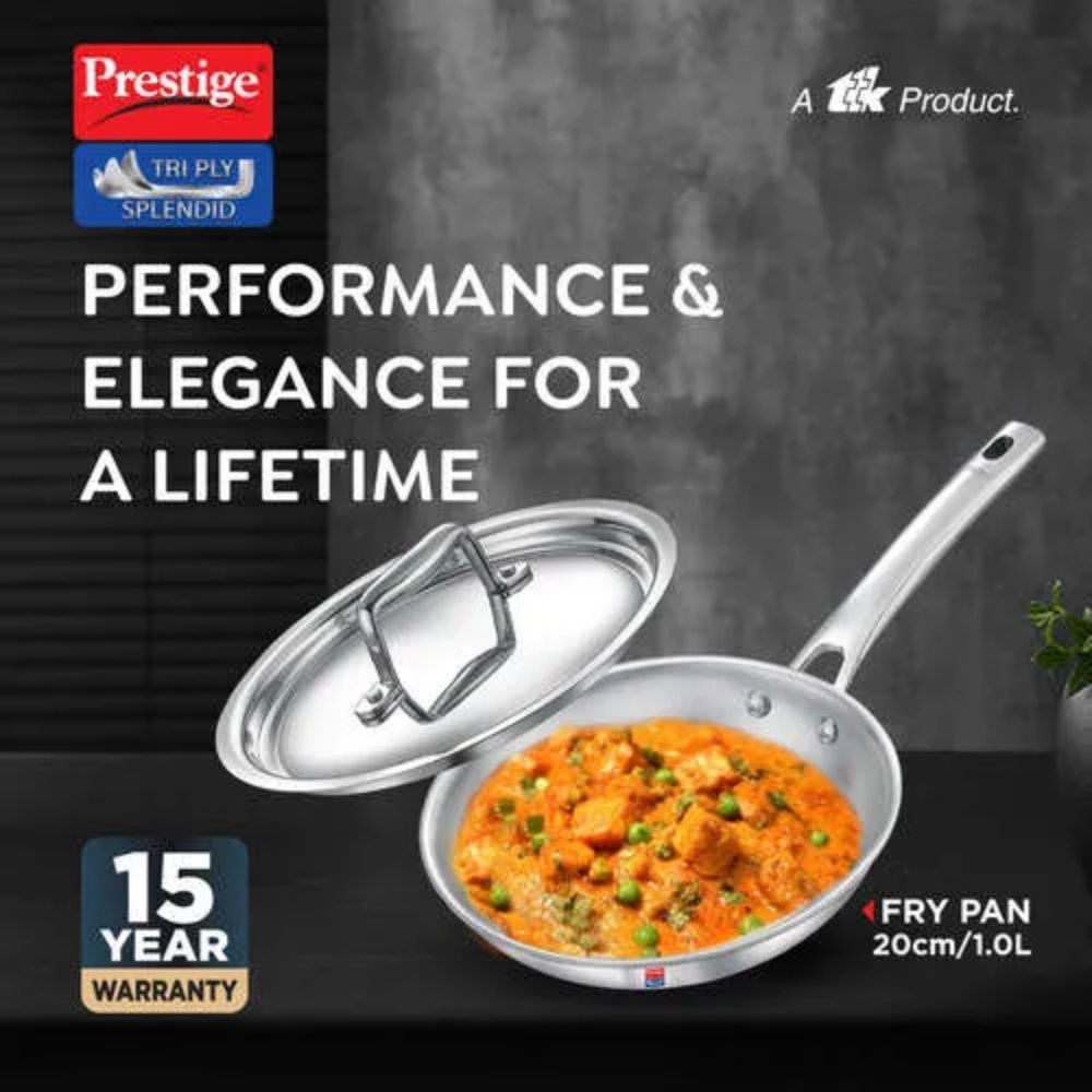 Prestige Tri-Ply Stainless Steel Splendid Fry Pan with Lid - 2