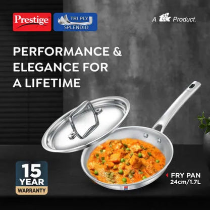 Prestige Tri-Ply Stainless Steel Splendid Fry Pan with Lid - 6