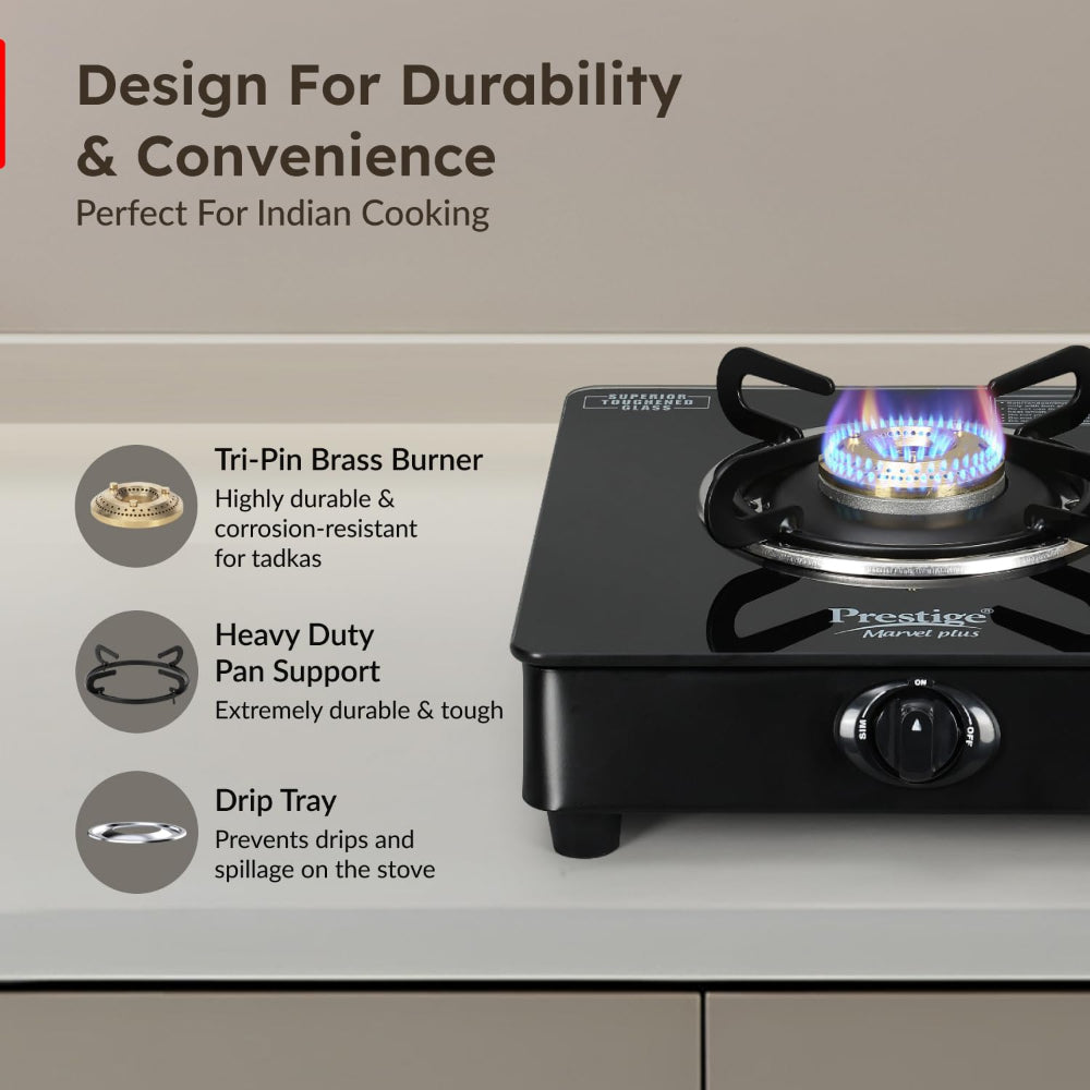 Prestige Marvel Plus Toughened Glass Top 1 Burner Gas Stove - 3