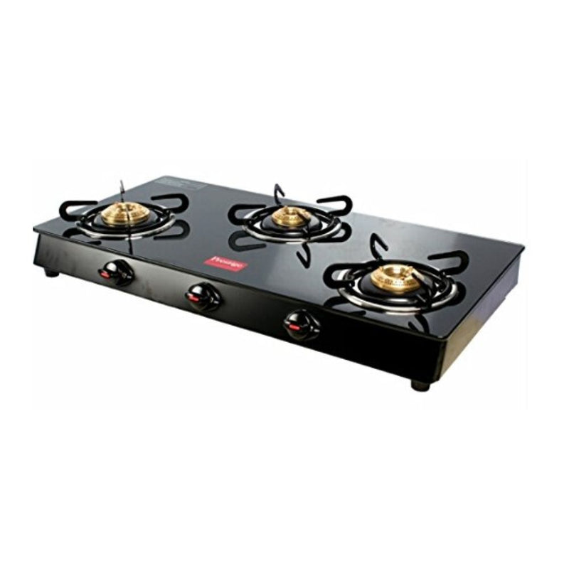 Prestige Royale SCHOTT Glass Top 3 Burner Gas Stove Black