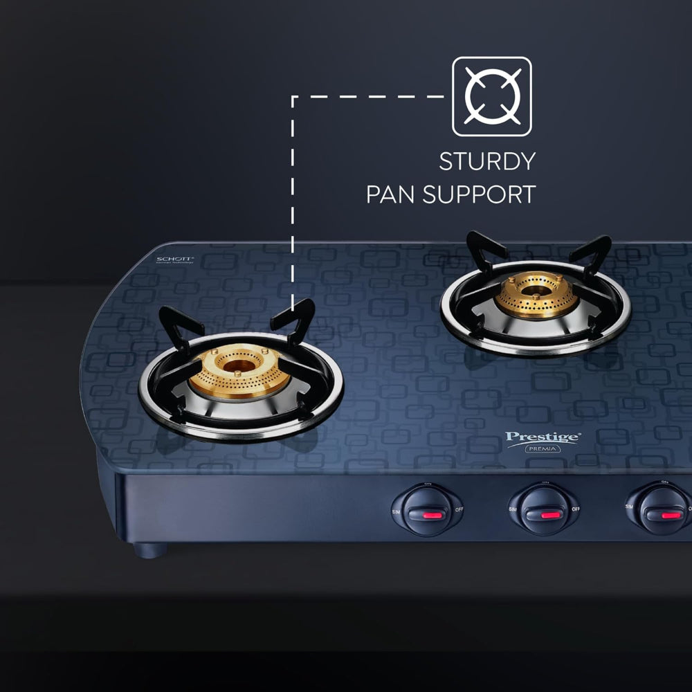 Prestige Premia Schott Glass-Top GTS 03L (D) 3 Burner Gas Stove - 6