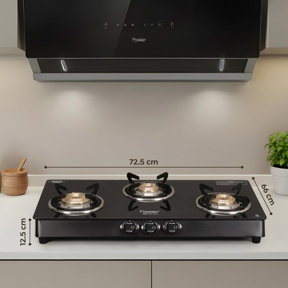 Prestige Marvel Plus 3 Burner Toughened Glass Top Gas Stove - GTM-03 - 2