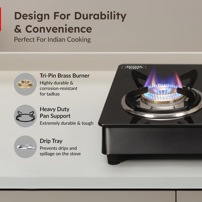 Prestige Marvel Plus 3 Burner Toughened Glass Top Gas Stove - GTM-03 - 4