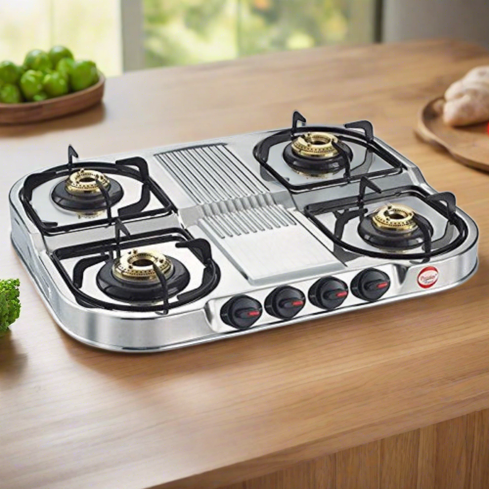 Prestige Stainless Steel DGS 04 Royale 4 Burner Gas Table | Silver ...