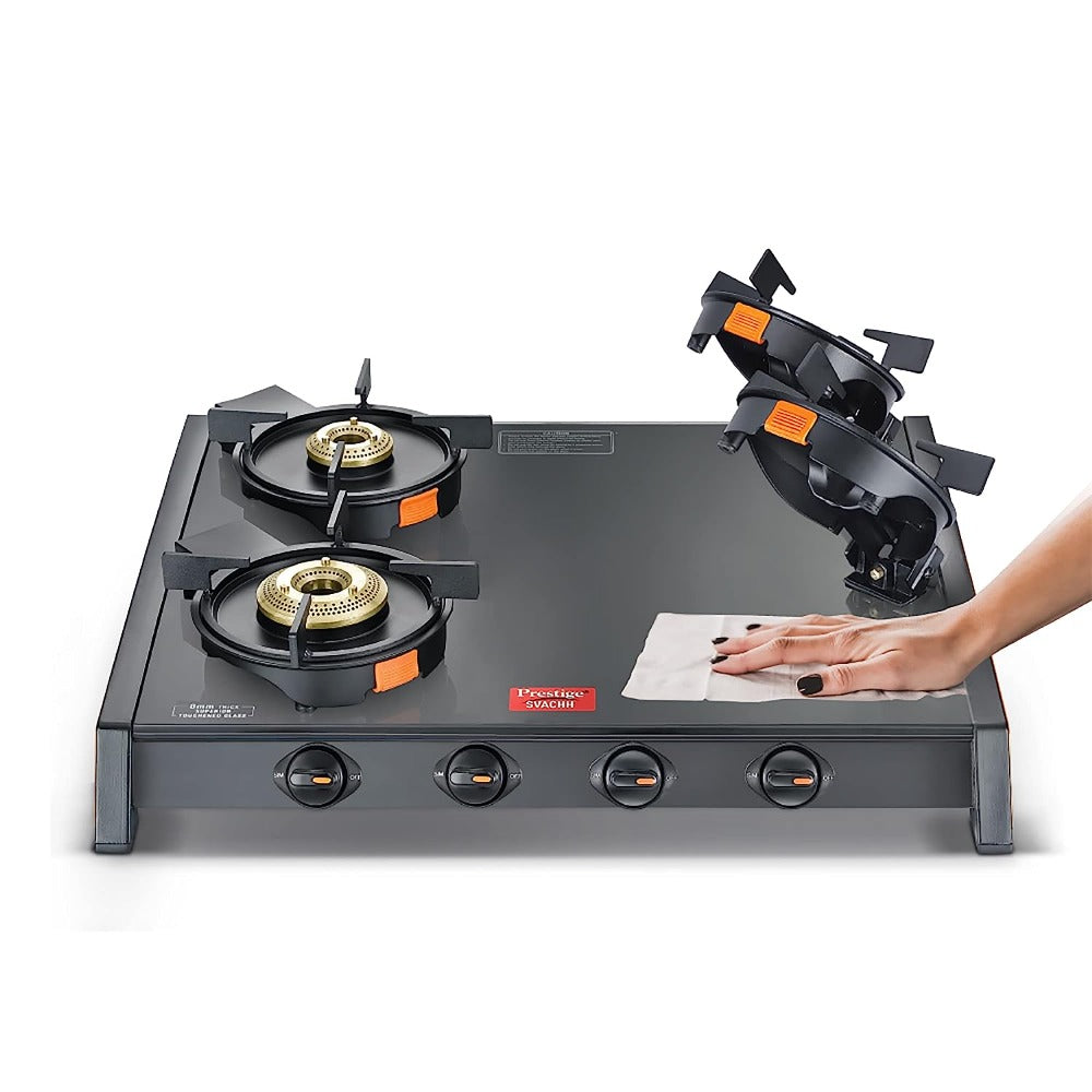 Prestige Svachh Glass Top 4 Burners with Liftable Burner Gas Stove B