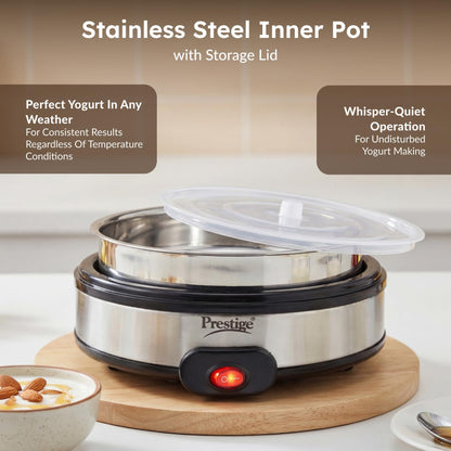 Prestige Electric Yoghurt Maker with Storage Lid with Stainless Steel Inner Pot - 8