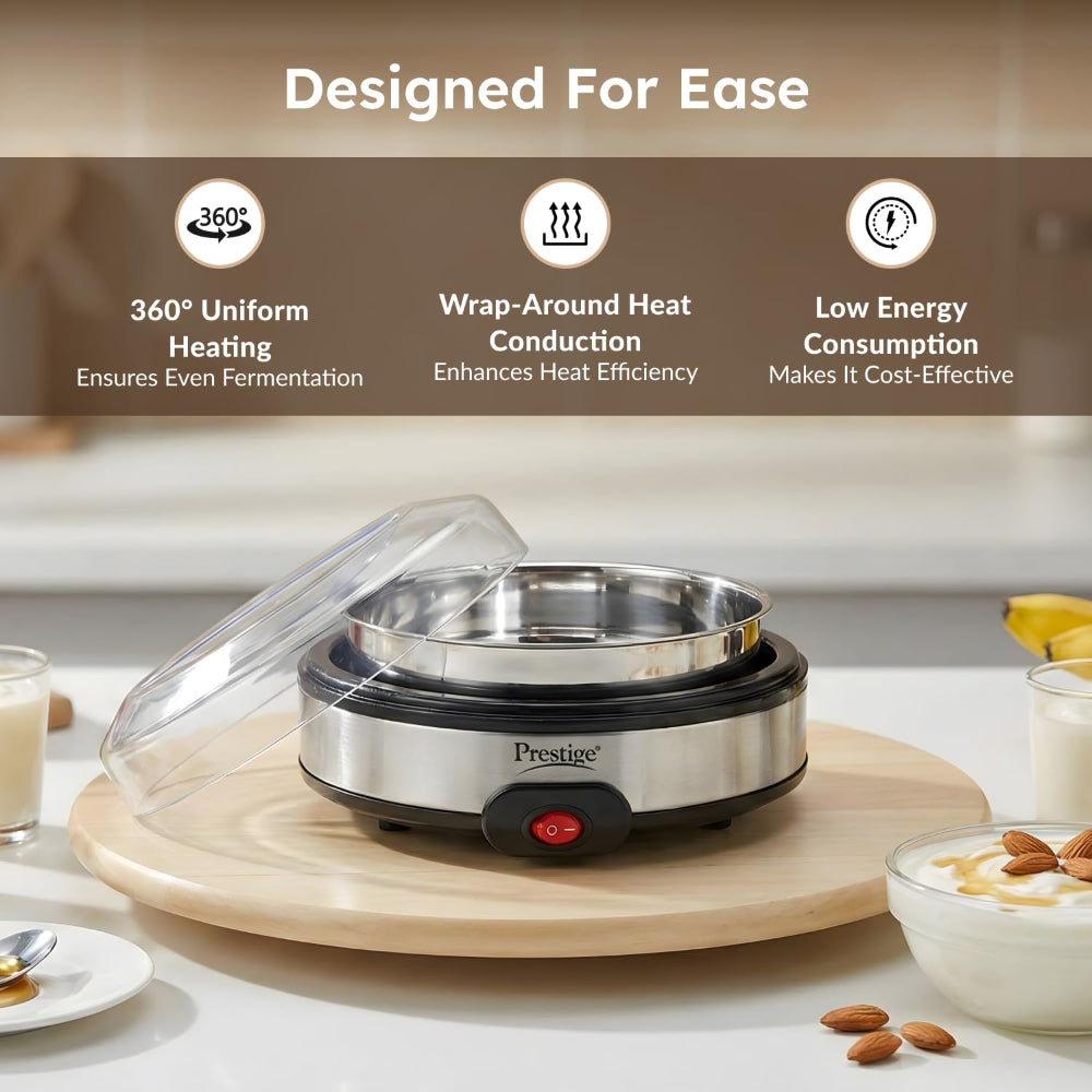 Prestige Electric Yoghurt Maker with Storage Lid with Stainless Steel Inner Pot - 6
