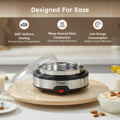 Prestige Electric Yoghurt Maker with Storage Lid with Stainless Steel Inner Pot - 6