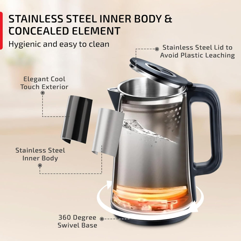 Prestige Stainless Steel Digi 2 Litre 1350 Watts Kettle with 4 Preset Modes - 6