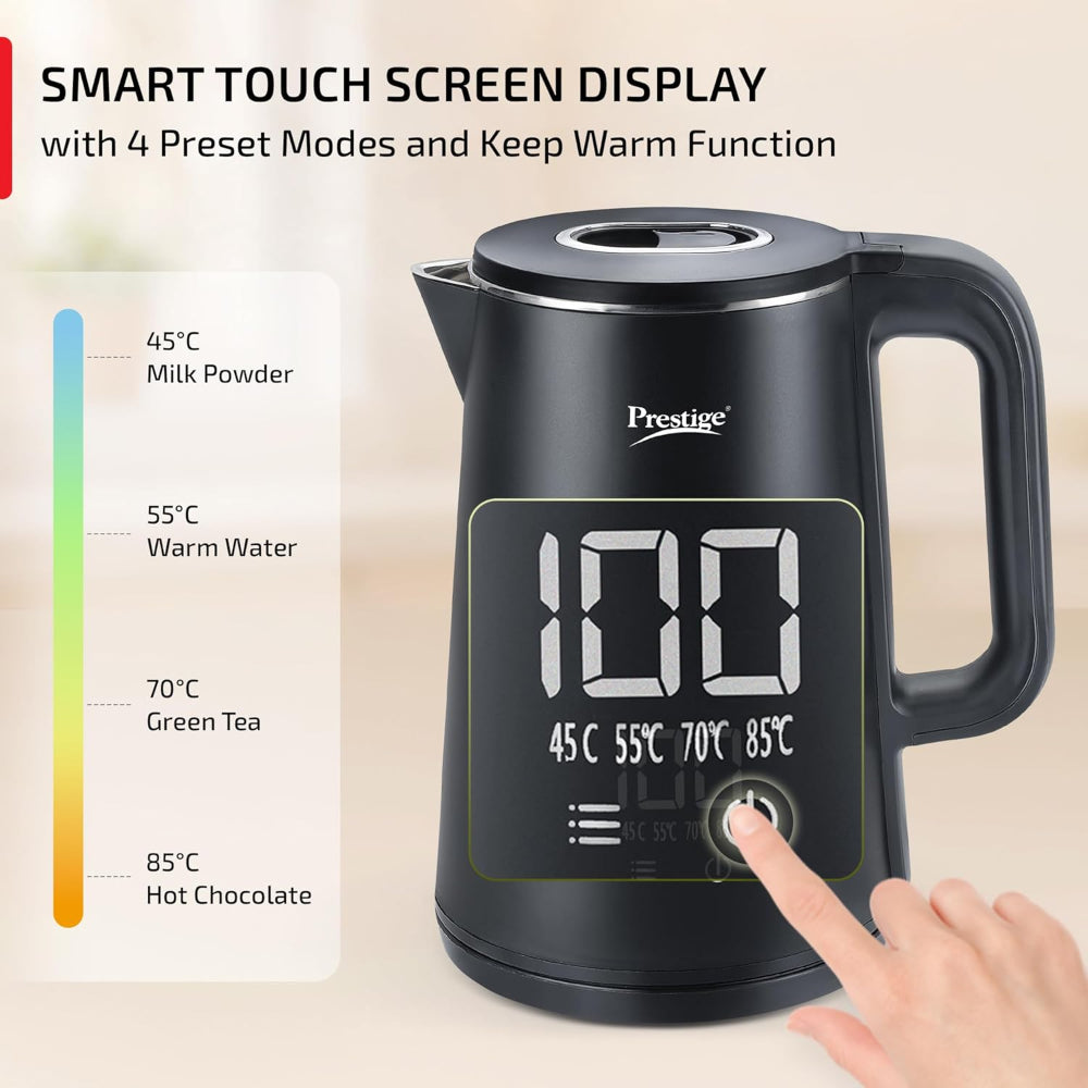 Prestige Stainless Steel Digi 2 Litre 1350 Watts Kettle with 4 Preset Modes - 3