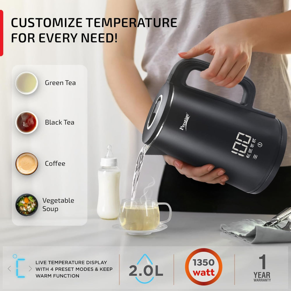 Prestige Stainless Steel Digi 2 Litre 1350 Watts Kettle with 4 Preset Modes - 2