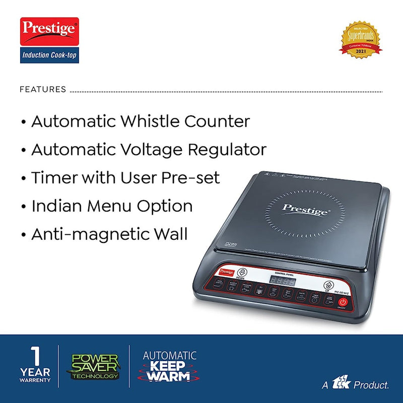 Prestige PIC 20 1600W Induction Cooktop with Automatic Whistle Counter - 3