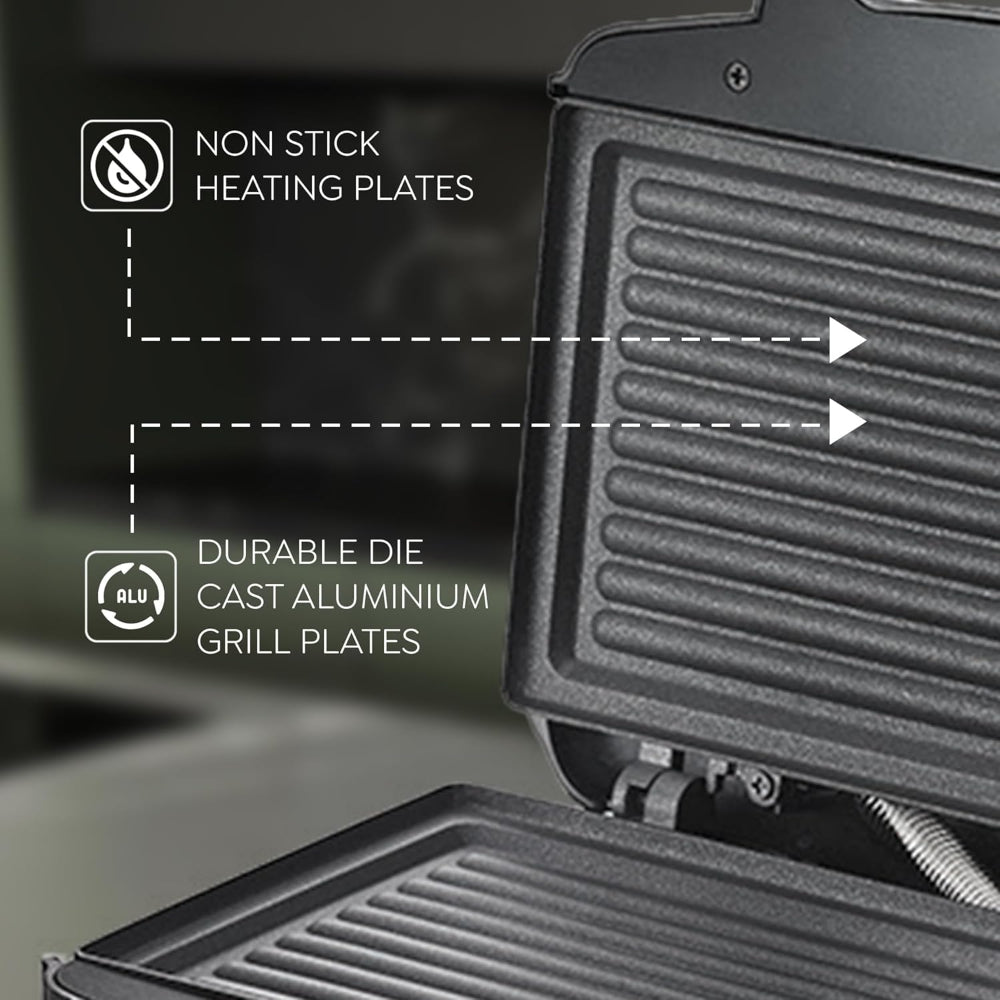 Prestige PGMFD 800 Watt Grill Sandwich Toaster with Non-Stick Grill Plates - 4