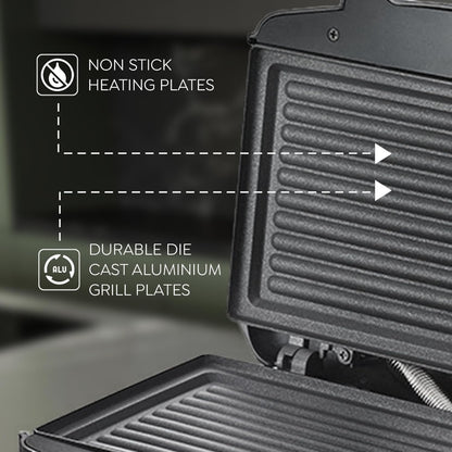 Prestige PGMFD 800 Watt Grill Sandwich Toaster with Non-Stick Grill Plates - 4