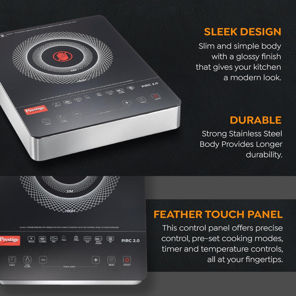 Prestige PIRC 2.0 2000 Watts Infrared Dual Heating Zone Cooktop - 6
